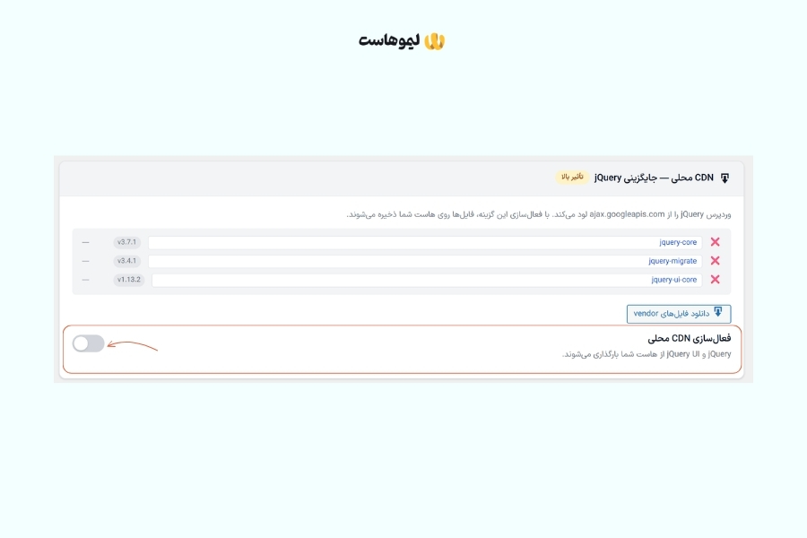 فعال کردن cdn محلی در افزونه