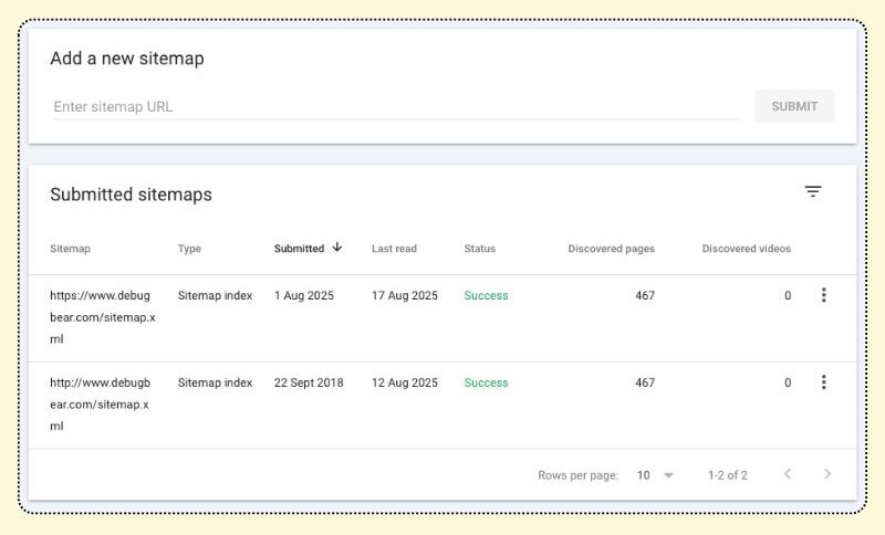 گزارش Sitemaps در سرچ کنسول گوگل