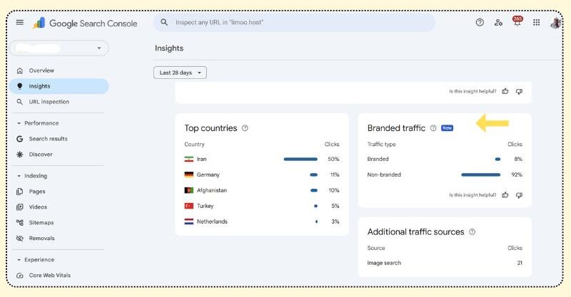 بخش Branded traffic در سرچ کنسول