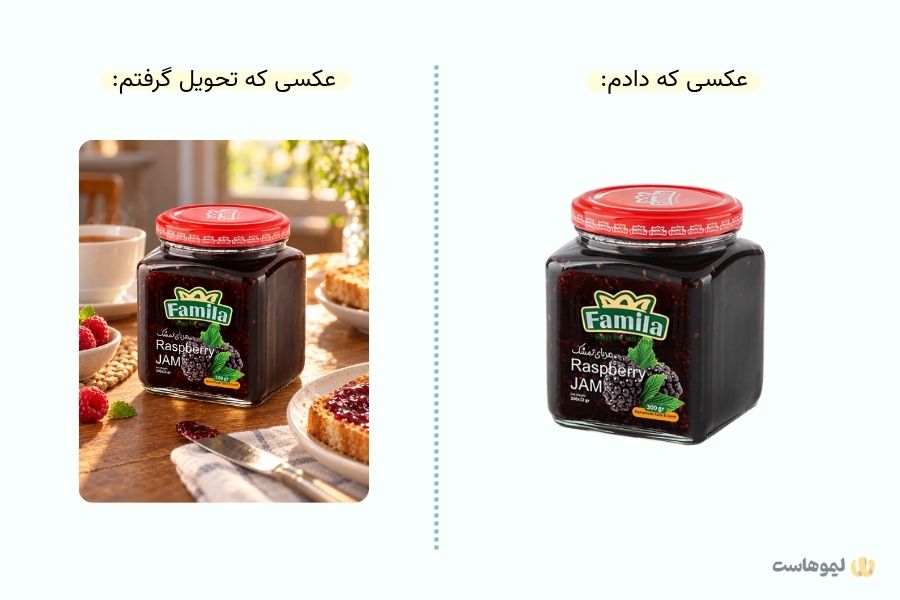 تصویر محصول غذایی روی میز آشپزخانه