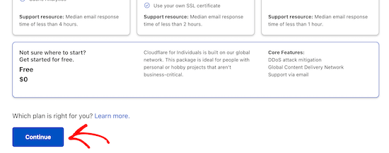 راه اندازی شبکه توزیع محتوا cloudflare . انتخاب پلن رایگان
