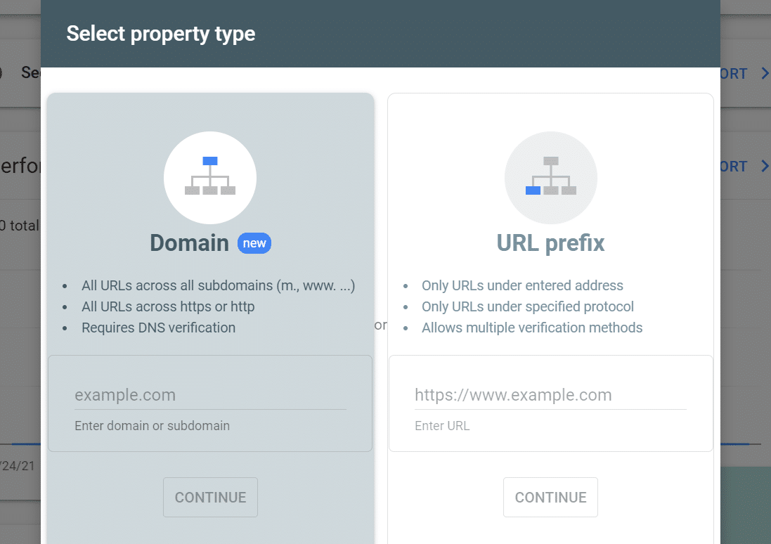 انتخاب property برای ثبت سایت در گوگل