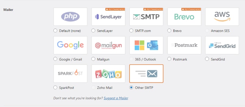 تنظیمات SMTP