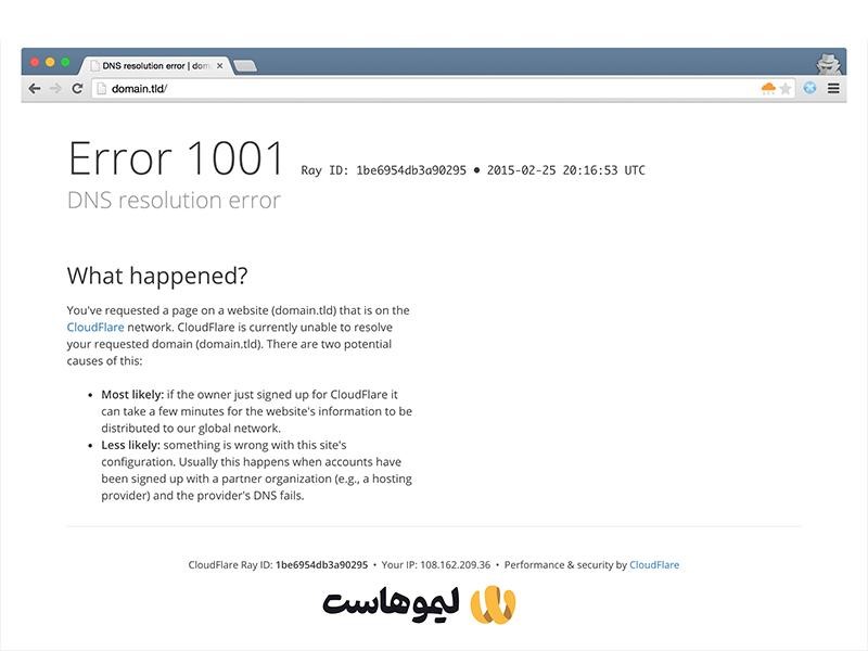 خطای 1001 در cloudflare