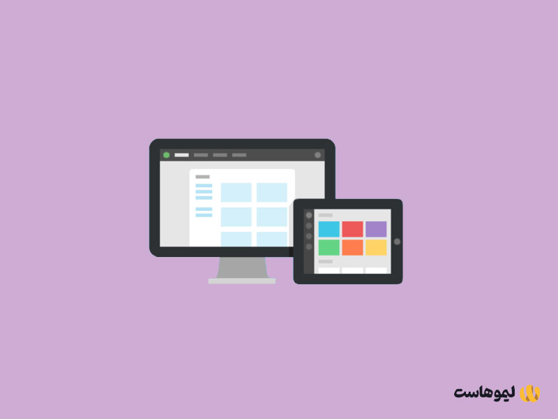 تصویر کارتونی یک مانیتور و یک تبلت