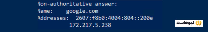 نتیجه nslookup