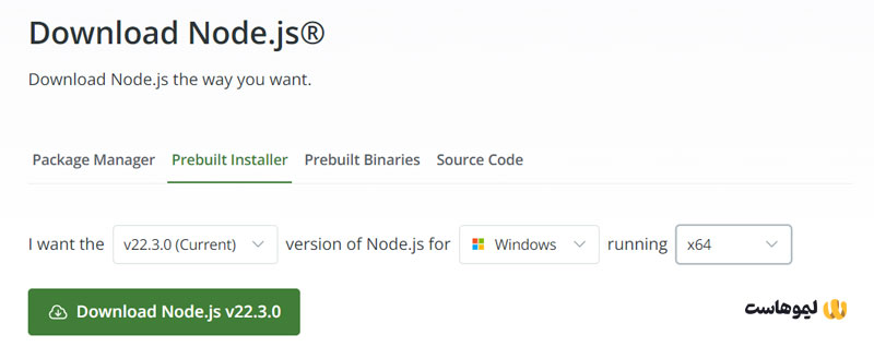 نحوه نصب node.js در ویندوز