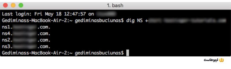 پیدا کردن رکوردهای ns با دستور dig