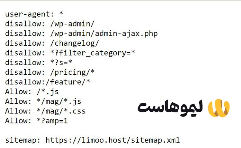 یک نمونه فایل robotstxt