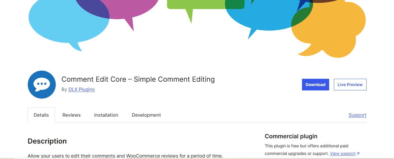 افزونۀ Comment Edit Core