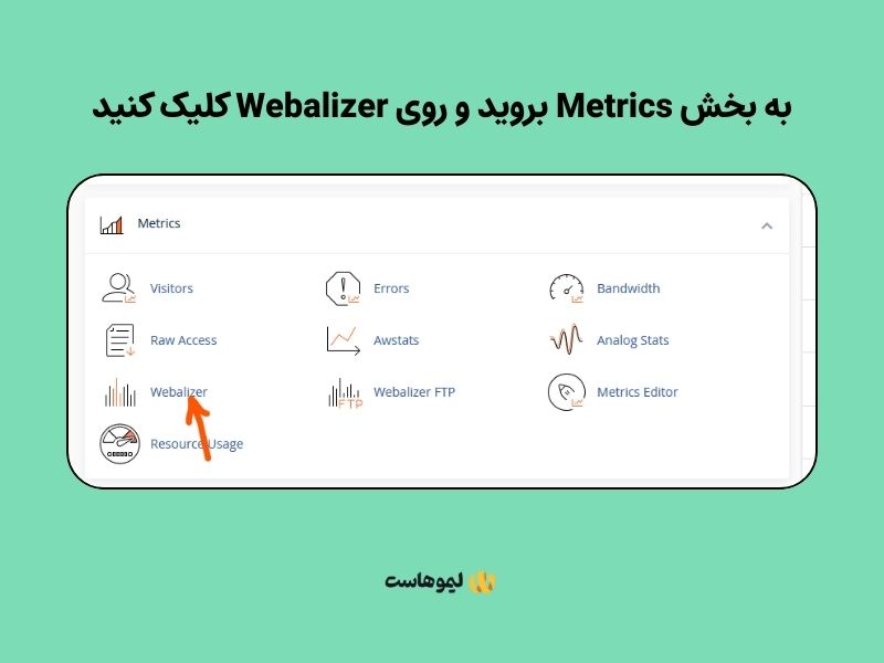 به بخش Metrics بروید و روی Webalizer کلیک کنید