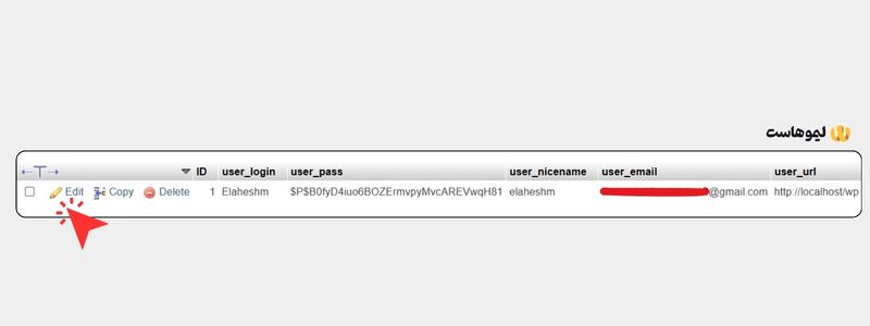 ویرایش رمز عبور برای ورود به وردپرس با استفاده از لوکال هاست