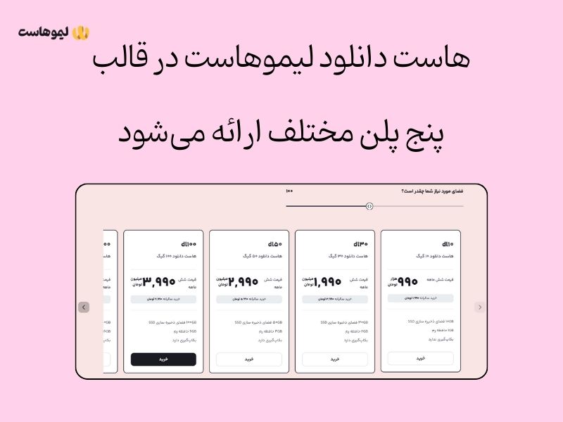 پلن های مختلف هاست دانلود لیموهاست