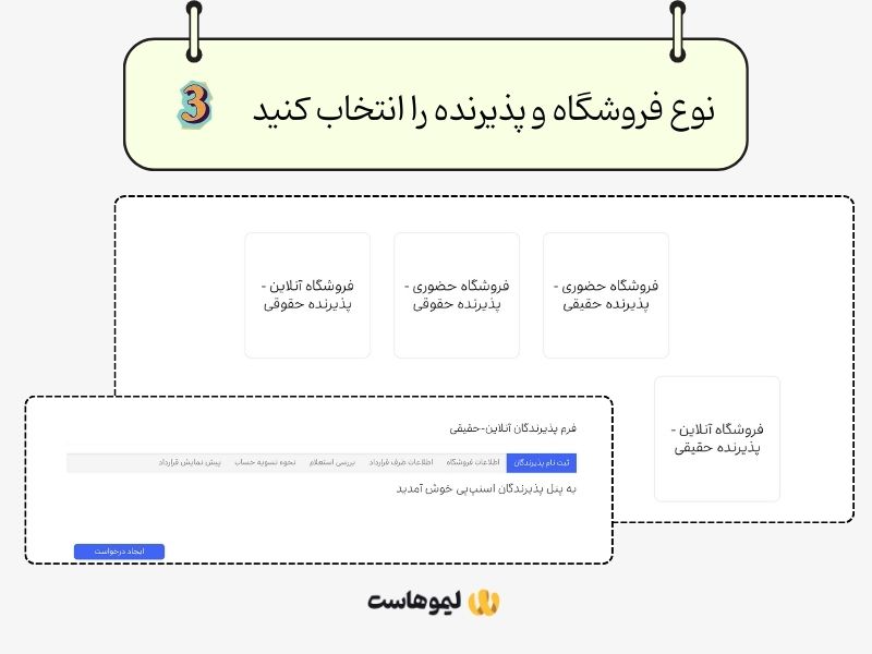 نوع فروشگاه و پذیرنده را انتخاب کنید