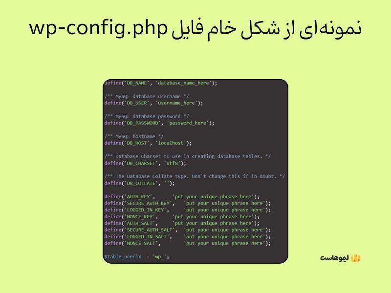 نسخۀ خام فایل wp-config وردپرس