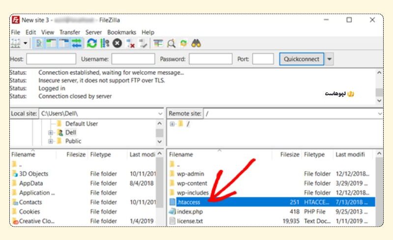 ورود به فایل htaccess