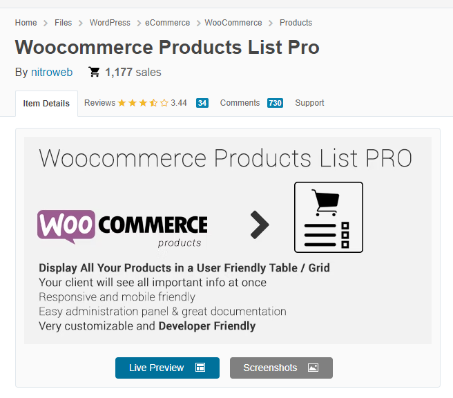 افزونه لیست محصول Woocommerce Products List Pro